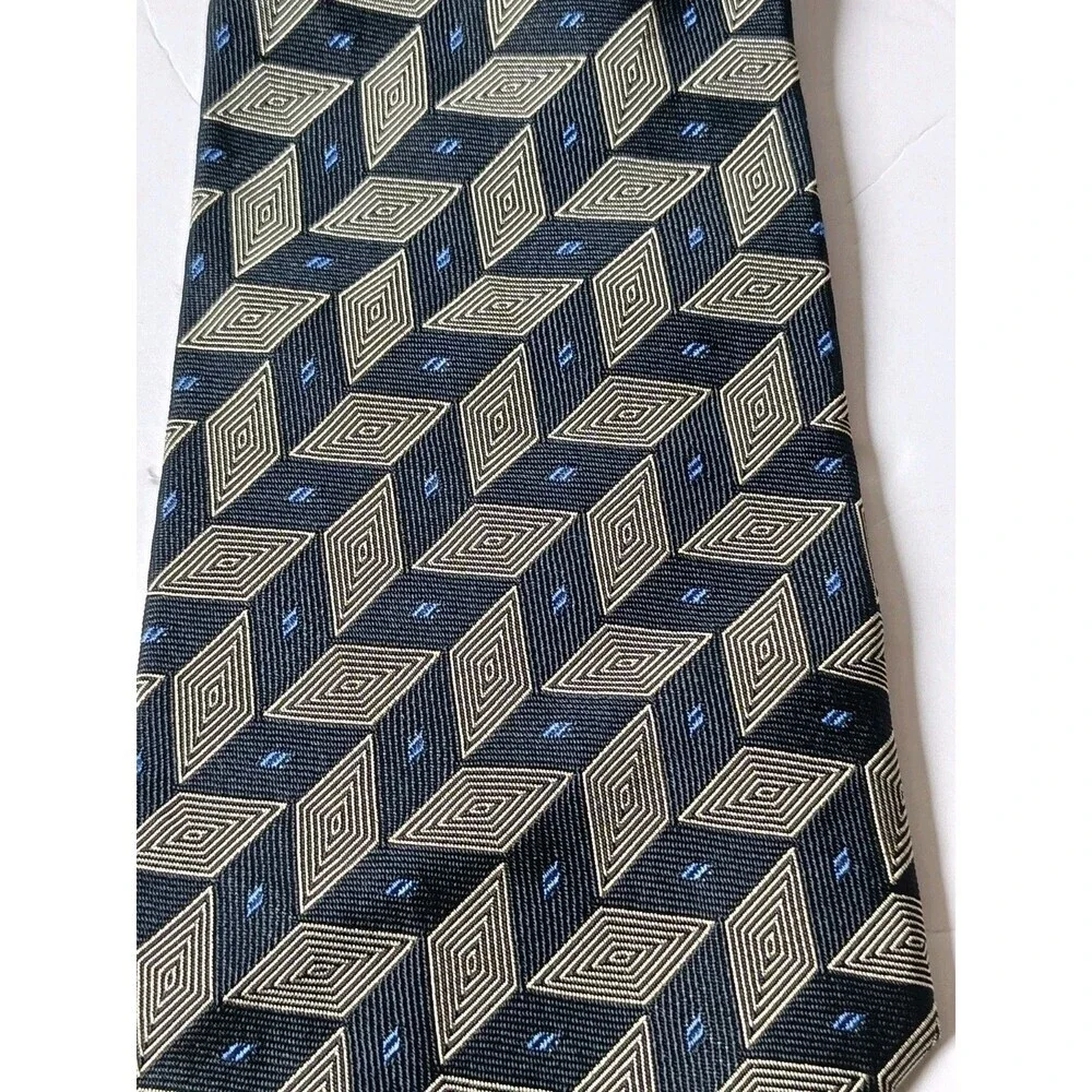 Vintage Polo Ralph Lauren Tie Black Gray Abstract Handmade 100% Silk